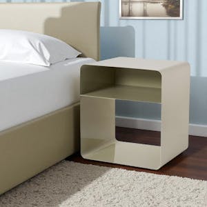 Table d’appoint design métal taupe – forme cube SFAX